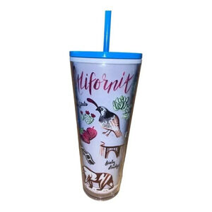 2019 STARBUCKS 24 Oz. VENTI Cold Cup Tumbler CALIFORNIA Blue Lid & Straw